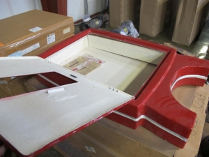 (3) CABINETS, 31-1/2" X 48" X 8" SIZE, FIRE HOSE KIND. FREE STANDING, FIBERGLASS, BREAK GLASS DOOR, RED COLOR. LOADING & HANDLING FEE $15-4075